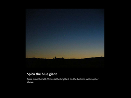 Spica the Blue Giant Spica Is on the Left, Venus Is the Brightest on the Bottom, with Jupiter Above