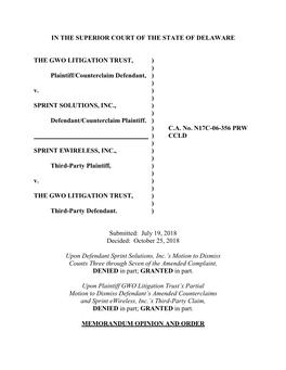 GWO Litigation Trust V Sprint.Pdf