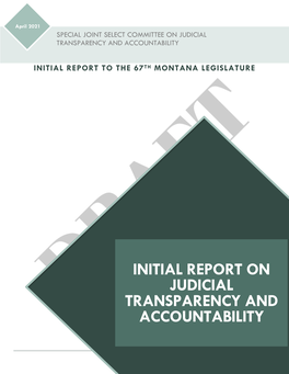 Initial Report to the 67Th Montana Legislature