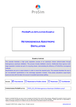 Heterogeneous Azeotropic Distillation