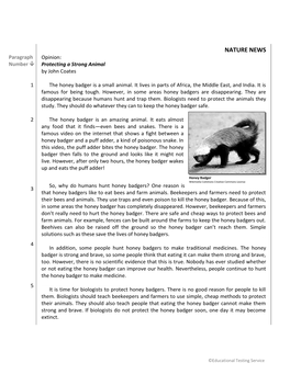 Protecting a Strong Animal Readings (PDF)