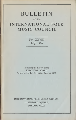 BULLETIN of the INTERNATIONAL FOLK MUSIC COUNCIL