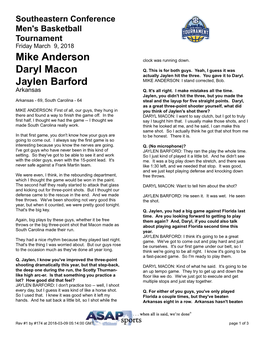 Mike Anderson Daryl Macon Jaylen Barford