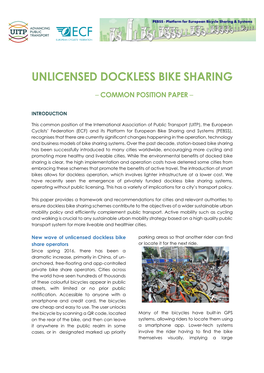 Unlicensed Dockless Bike Sharing