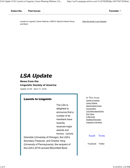 LSA Update #128: Laurels to Linguists; Career Planning Webinar; LG