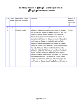 List of Polling Stations for 8 அ ப Assembly Segment Within the 5