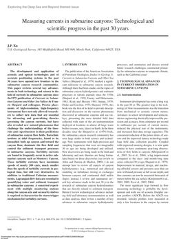 Measuring Currents in Submarine Canyons: Technological and Scientiﬁ C Progress in the Past 30 Years