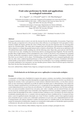 Fruit Color Preference by Birds and Applications to Ecological Restoration B