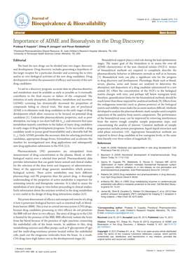 Importance of ADME and Bioanalysis in the Drug Discovery