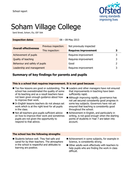 Soham Village College Sand Street, Soham, Ely, CB7 5AA