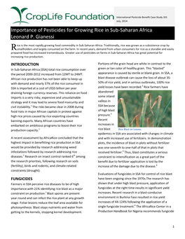 Importance of Pesticides for Growing Rice in Sub-Saharan Africa Leonard P