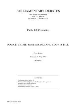Police, Crime, Sentencing and Courts Bill