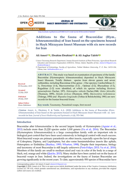 Additions to the Fauna of Braconidae (Hym., Ichneumonoidea) of Iran Based on the Specimens Housed in Hayk Mirzayans Insect Museum with Six New Records for Iran