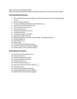 Preliminary Horizontal and Vertical Stabilizer Design, Longitudinal and Directional Static Stability