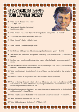 ST. DOMINIC SAVIO the Little Giant