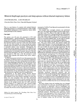 Bilateral Diaphragm Paralysis and Sleep Apnoea Without Diurnal Respiratory Failure