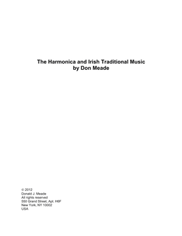 The Harmonica and Irish Traditional Music by Don Meade