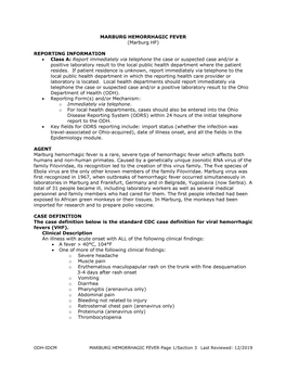 MARBURG HEMORRHAGIC FEVER (Marburg HF)