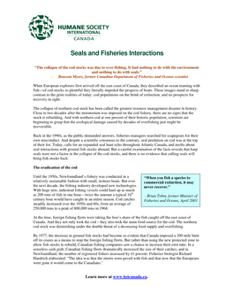 Seals and Fisheries Interactions