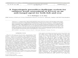 A Saprolegnia Parasitica Challenge System for Rainbow Trout: Assessment of Pyceze As an Anti-Fungal Agent for Both Fish and Ova