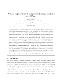 Welfare Implications of Congestion Pricing: Evidence from Sfpark