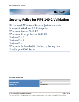 Security Policy for FIPS 140-2 Validation