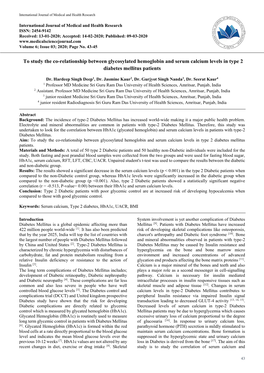 To Study the Co-Relationship Between Glycosylated Hemoglobin and Serum Calcium Levels in Type 2 Diabetes Mellitus Patients