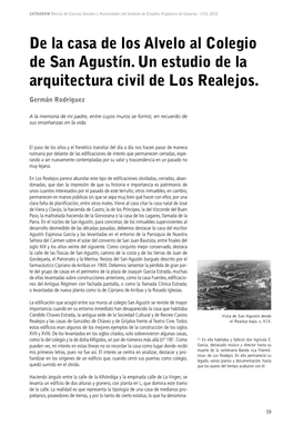 De La Casa De Los Alvelo Al Colegio De San Agustín. Un Estudio De La Arquitectura Civil De Los Realejos