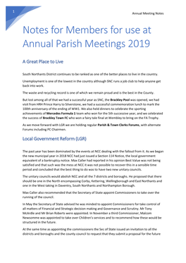 Notes for Members for Use at Annual Parish Meetings 2019