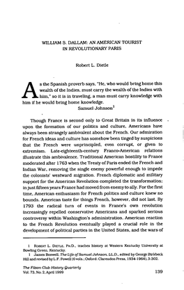 William S. Dallam: an American Tourist in Revolutionary Paris
