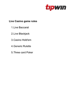 Live Casino Game Rules