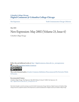 New Expression: May 2002 (Volume 25, Issue 4) Columbia College Chicago