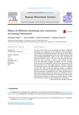 Effects of Different Swimming Race Constraints on Turning Movements