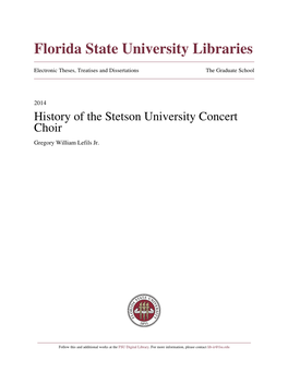 History of the Stetson University Concert Choir Gregory William Lefils Jr