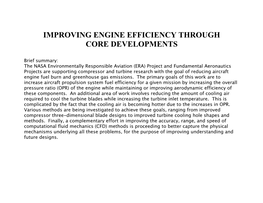 Improving Engine Efficiency Through Core Developments