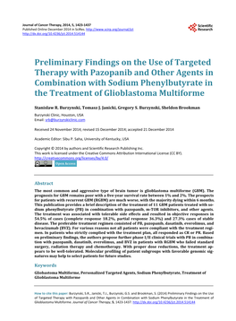 Preliminary Findings on the Use of Targeted Therapy with Pazopanib and Other Agents in Combination with Sodium Phenylbutyrate in the Treatment of Glioblastoma Multiforme