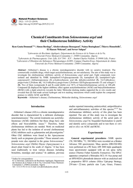 Chemical Constituents from Solenostemma Argel and Their Cholinesterase Inhibitory Activity