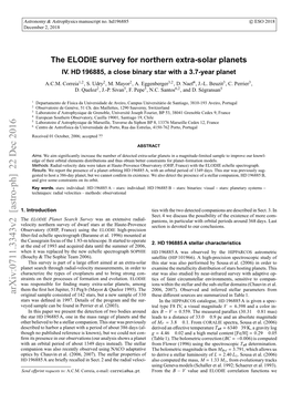 The ELODIE Survey for Northern Extra-Solar Planets IV. HD196885, A