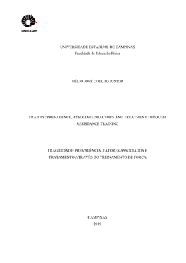 UNIVERSIDADE ESTADUAL DE CAMPINAS Faculdade De Educação Física