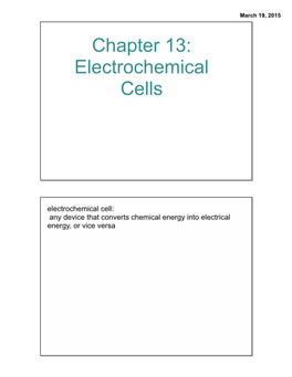 Chapter 13: Electrochemical Cells