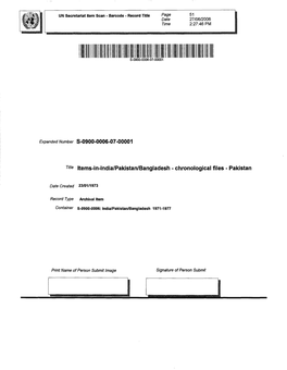 Pakistan/Bangladesh - Chronological Files - Pakistan