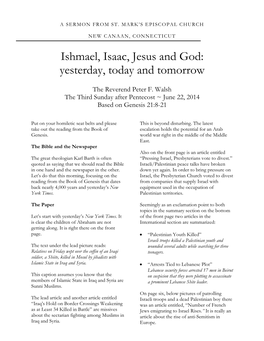 Ishmael, Isaac, Jesus and God: Yesterday, Today and Tomorrow