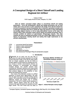 A Conceptual Design of a Short Takeoff and Landing Regional Jet Airliner