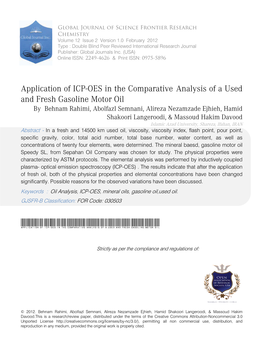 Application of ICP-OES in the Comparative Analysis of a Used
