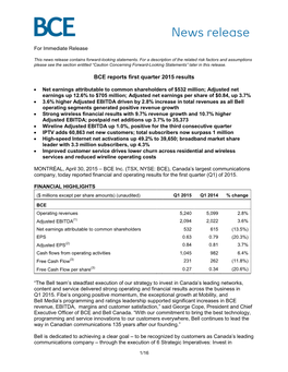 Q1 2015 Press Release