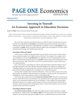 Investing in Yourself: an Economic Approach to Education Decisions