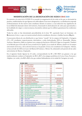 Modificación De La Designación De Sedes Ebau2020