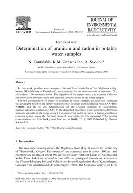 Determination of Uranium and Radon in Potable Water Samples