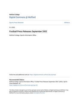 Football Press Releases September 2002