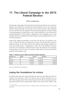 11. the Liberal Campaign in the 2013 Federal Election